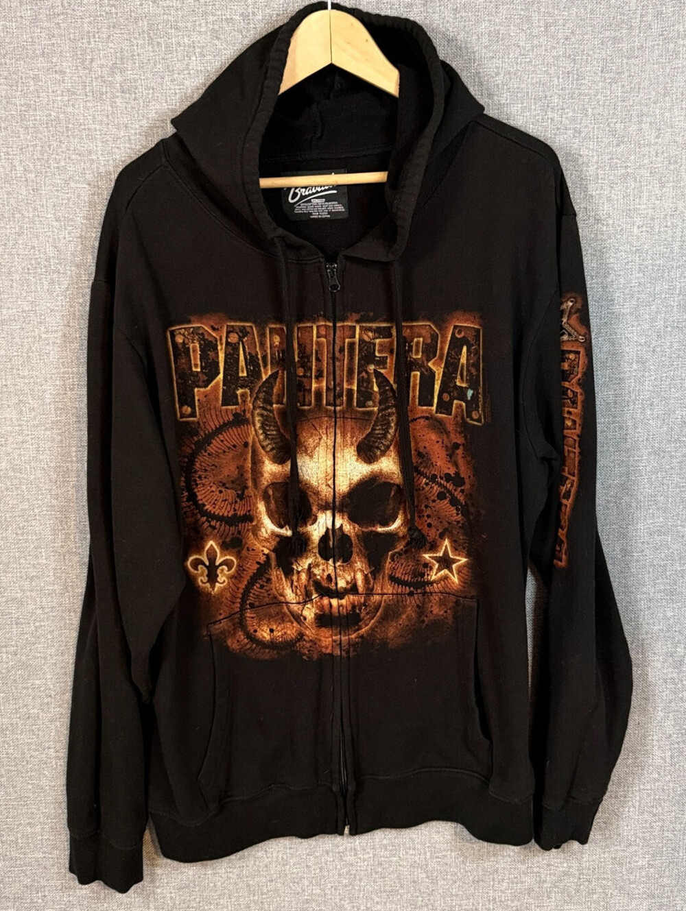 Pantera Skull Graphic Full Zip Black Hoodie Size 3XL Heavy Metal Band Merch
